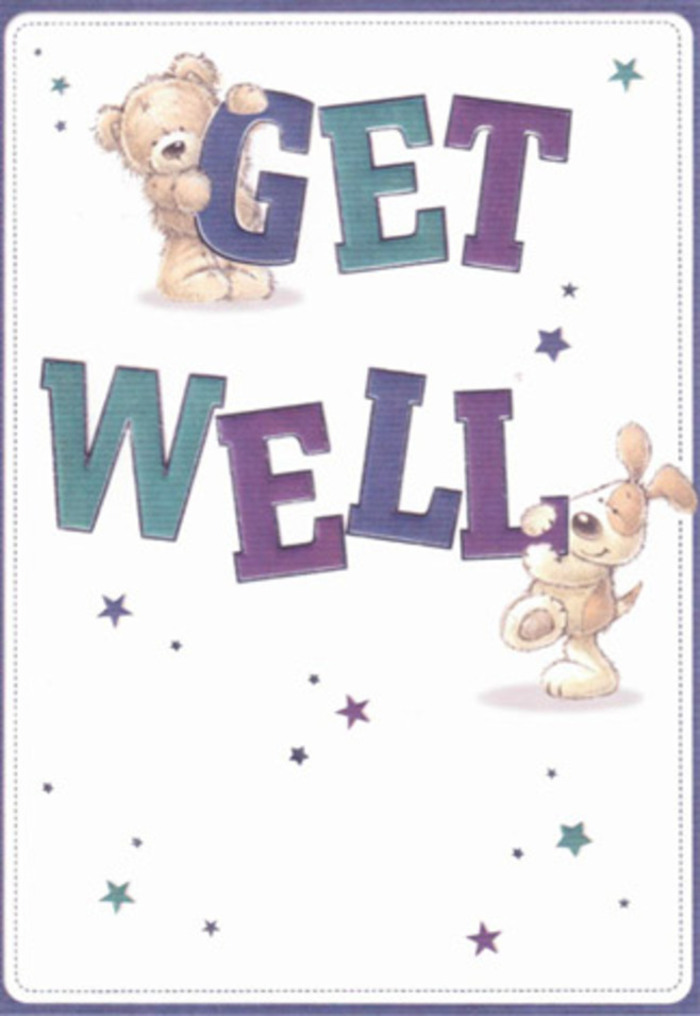 A celebration of gentle encouragement unfolds in this illustrated get well card-its atmosphere reminiscent of Lambeth's communal gardens and friendly markets. The imagery is anchored by the comforting presence of a fluffy bear and a cheerful puppy, their approachable forms echoing the welcoming air found along Vauxhall's leafy streets. Playful stars drift across the scene in soft periwinkle, aquamarine, and plum, as if scattering blessings over the card's recipients. The typography is assertive and joyous, blending purples and teals to evoke a sense of stability and cheer that reflects the colourful vibrance of local murals and flower stalls. The textural details-the plush fur on the bear, the gentle fold of the puppy's ears-evoke sensations of touch, much like the tactile pleasure of arranging fresh flowers by hand. Picture sending this card with a thoughtfully assembled bouquet from a Lambeth florist, the pairing radiating comfort and heartfelt care to someone in need. The card's light, uplifting composition promises to buoy anyone's spirits, its artistic harmony reflecting the inclusive, nurturing environment that Lambeth florists like Flowers Lambeth strive to embody every day.